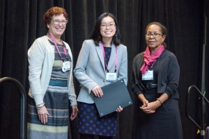 From left: Suzanne T. Ortega, CGS; Jeongmin Choi, winner, 2015 ProQuest Distinguished Dissertation Award; Marlene Coles, ProQuest